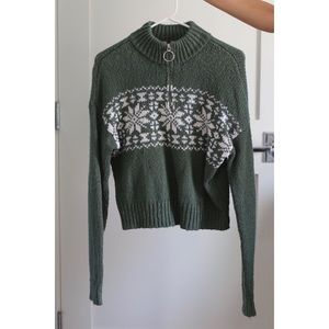 cropped green sweater